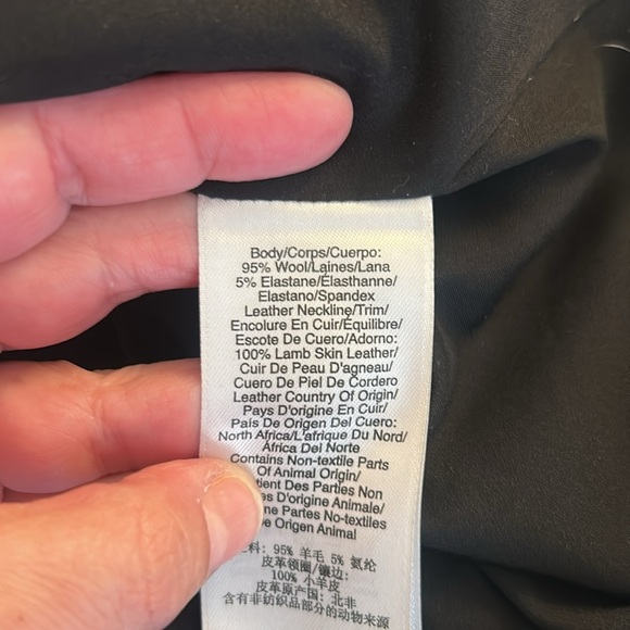 DKNY Black Classic Pleather Trim One Button Wool Blend Career Blazer Size 10 - Picture 6 of 8